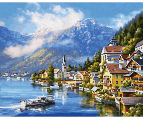 Na jazere Hallstatt maľovanie podľa čísel
