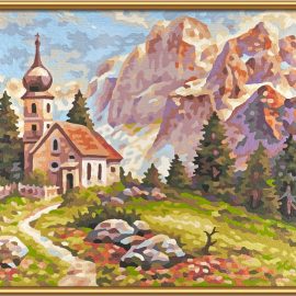 Kostolík v Dolomitoch (24 x 30 cm)